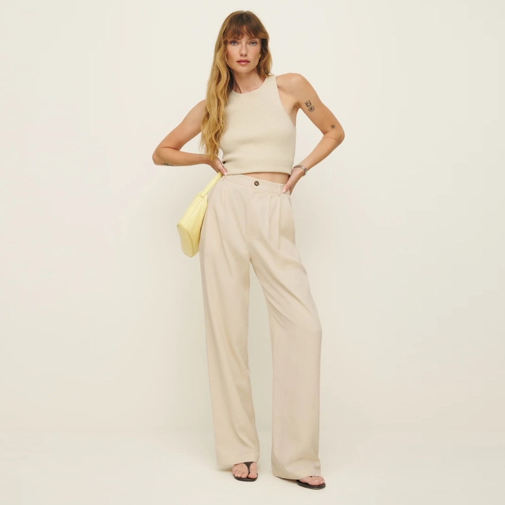 Reformation Wide-Leg Trousers in Beige